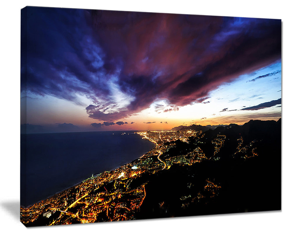 "Barcelona Skyline Panorama" Cityscape Artwork Canvas, 40"x30"