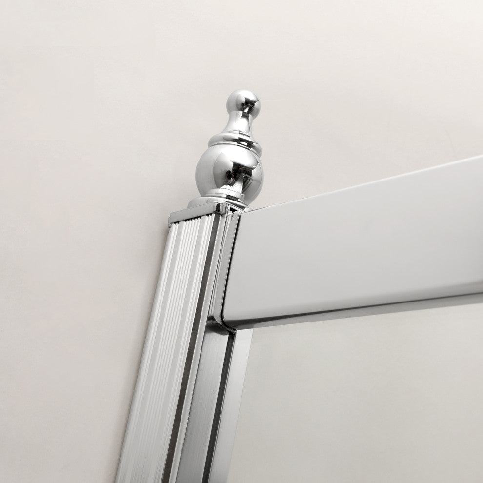 Semi-Frameless Shower Door, Chrome, 36" X 72"