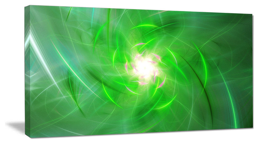 Light Green Fractal Whirlpool, Oversized Abstract Canvas Art Print, 60x28