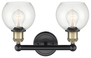 Athens 2-Light 15" Bath Vanity Light, Black Antique Brass, Clear