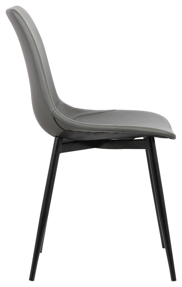Jonas Contemporary Dining Chair, Gray Faux Leather With Black Powder Coated Legs