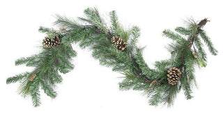 6' x 14" Artificial Mixed Pine with Pine Cones and Gold Glitter Garland