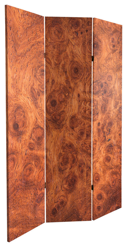 6'' Tall Double Sided Burl Wood Pattern Canvas Room Divider
