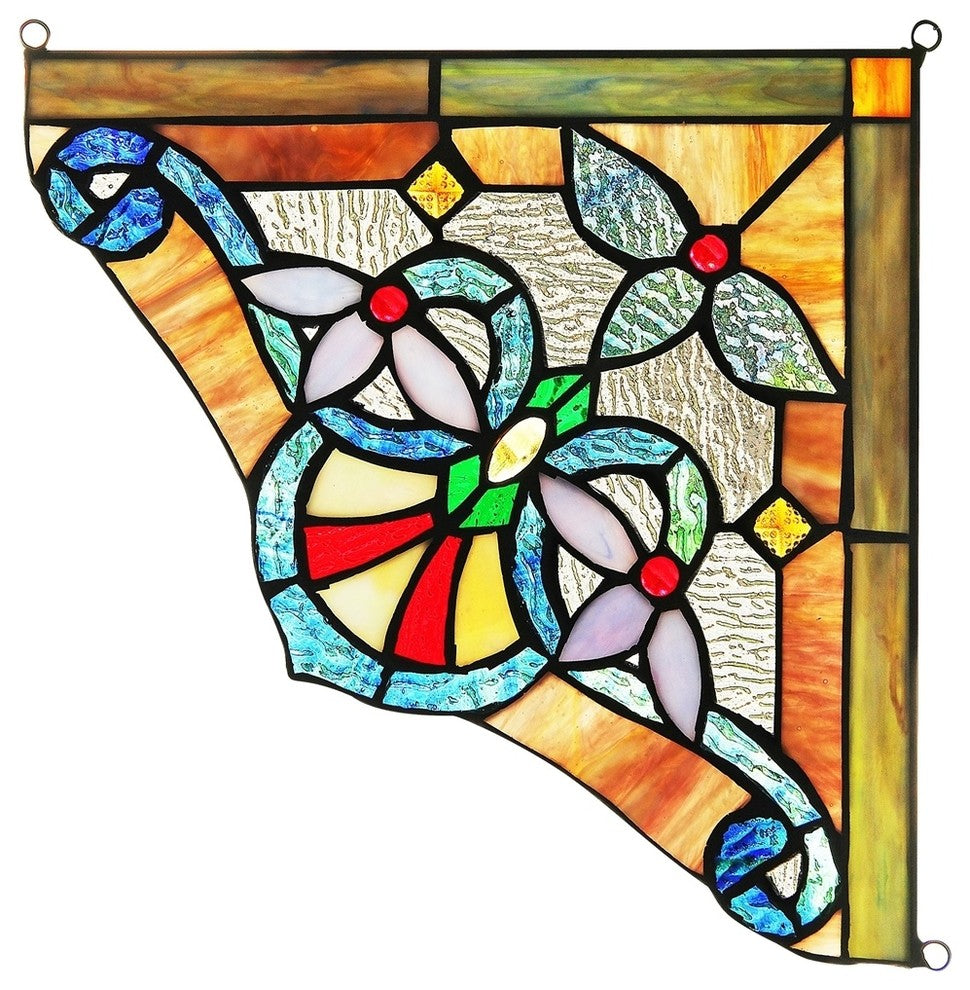 Chloe Lighting Anelisa Victorian Tiffany Glass Window Panel, 10" W