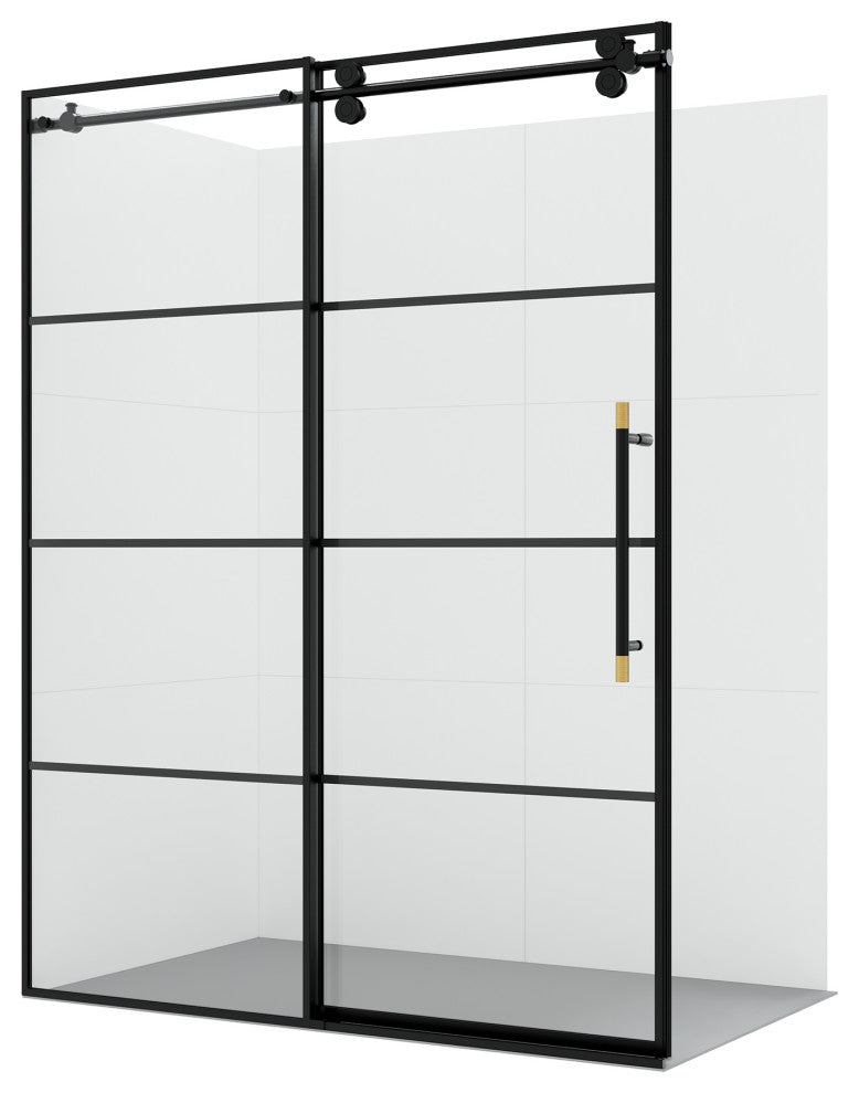 Losar Single Sliding Framed Shower Door, Matte Black, 60" W X 78"h