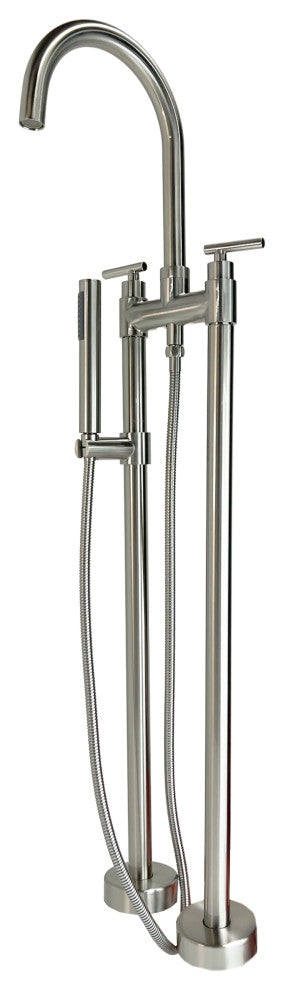 CastelloUSA Saturn Double Handle Clawfoot Tub Filler Faucet, Brushed Nickel, Standard Handle