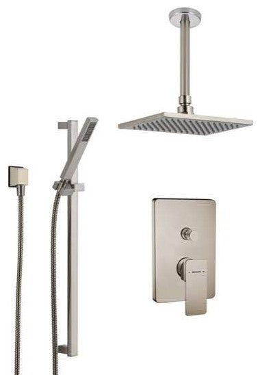 Bravat Ceiling Mounted Square Shower Set, Valve Mixer 3-Way Concealed