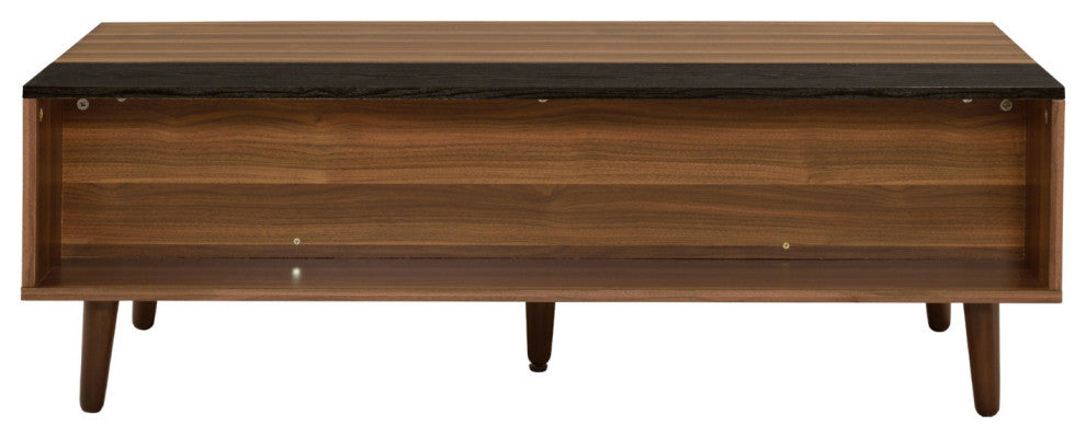 Wooden Coffee Table w/Lift Top, Walnut and Black Finish