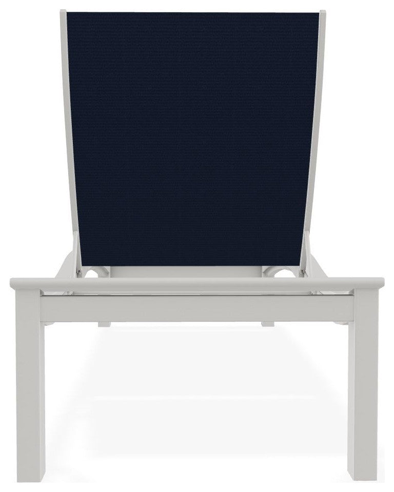 Bazza Sling 4-Position Contour Outdoor Chaise Lounge, Navy/Snow