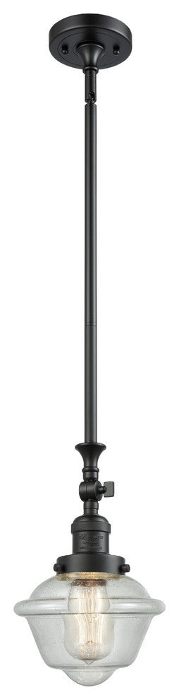 Small Oxford 1-Light LED Pendant, Matte Black, Glass: Seedy