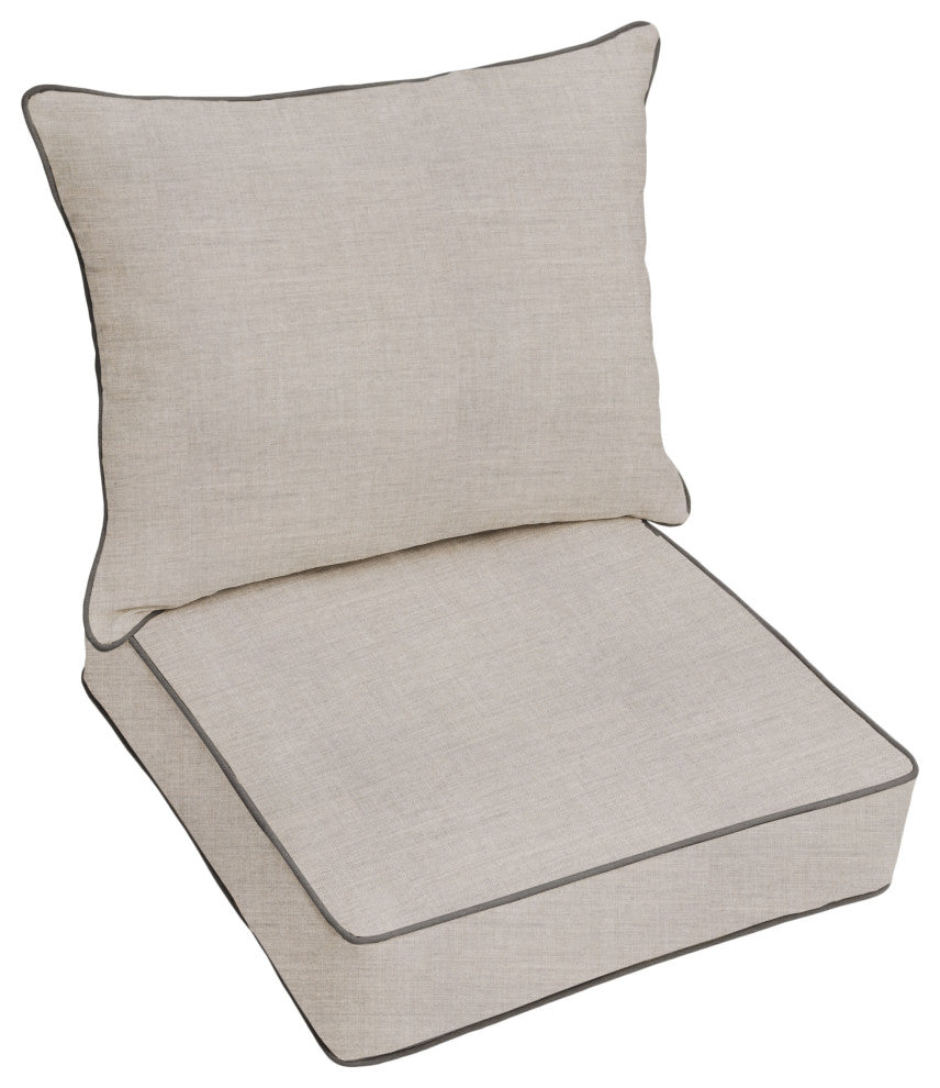 Sunbrella Cast Silver Outdoor Deep Seating Pillow and Cushion Set, 23x25
