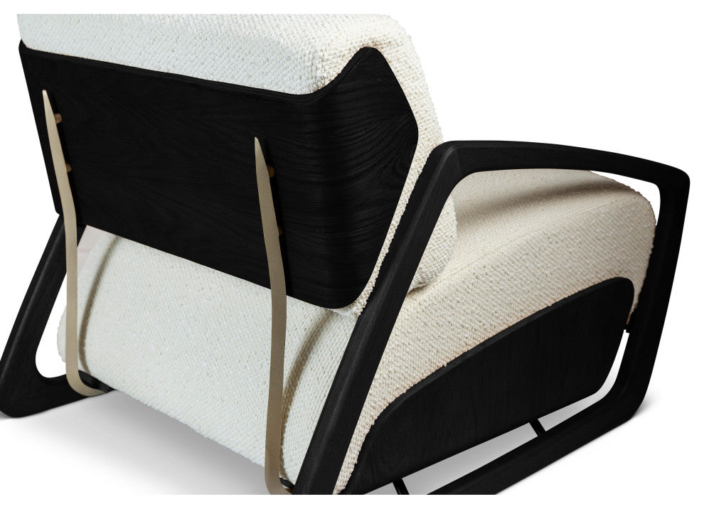 Modern Brazilian, Hector, Accent Chair, Boucle Ivory Upholstery