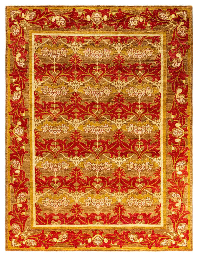 Overdyed, One-of-a-Kind Hand-Knotted Area Rug Brown, 8'10"x11'10"