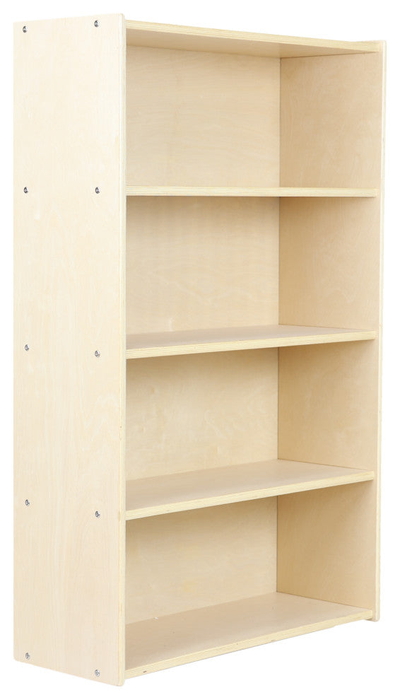 RRI Goods Birch Wood Bookcase With 4 Fixed Shelves Storage Organizer