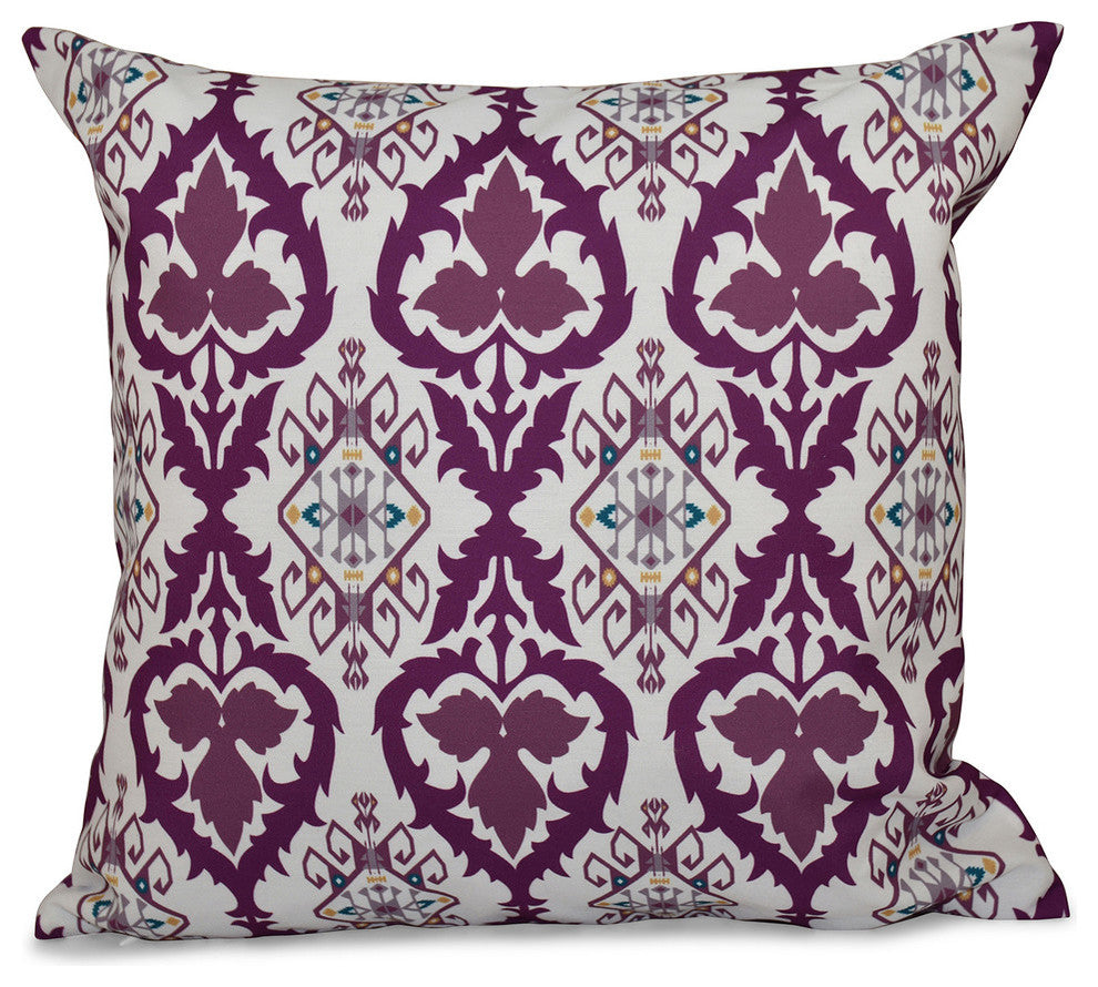 Bombay, Geometric Print Pillow, Purple, 16"x16"