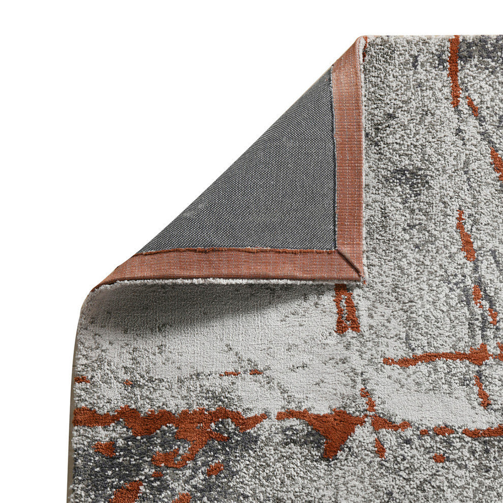 Quarry 5x6.5' Abstract Area Rug, Gray & Orange Polypropylene