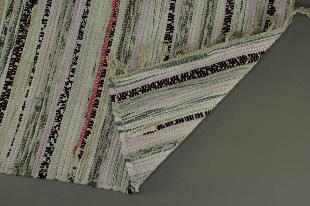 Multicolored Cotton Chindi Rag Fringed Throw Rug