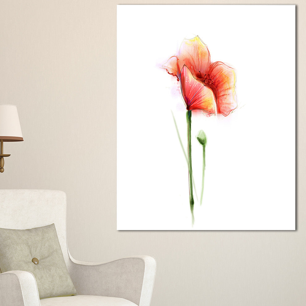 "Red Poppy Flower With Large Petals" Flower Wall Art, 30"x40"