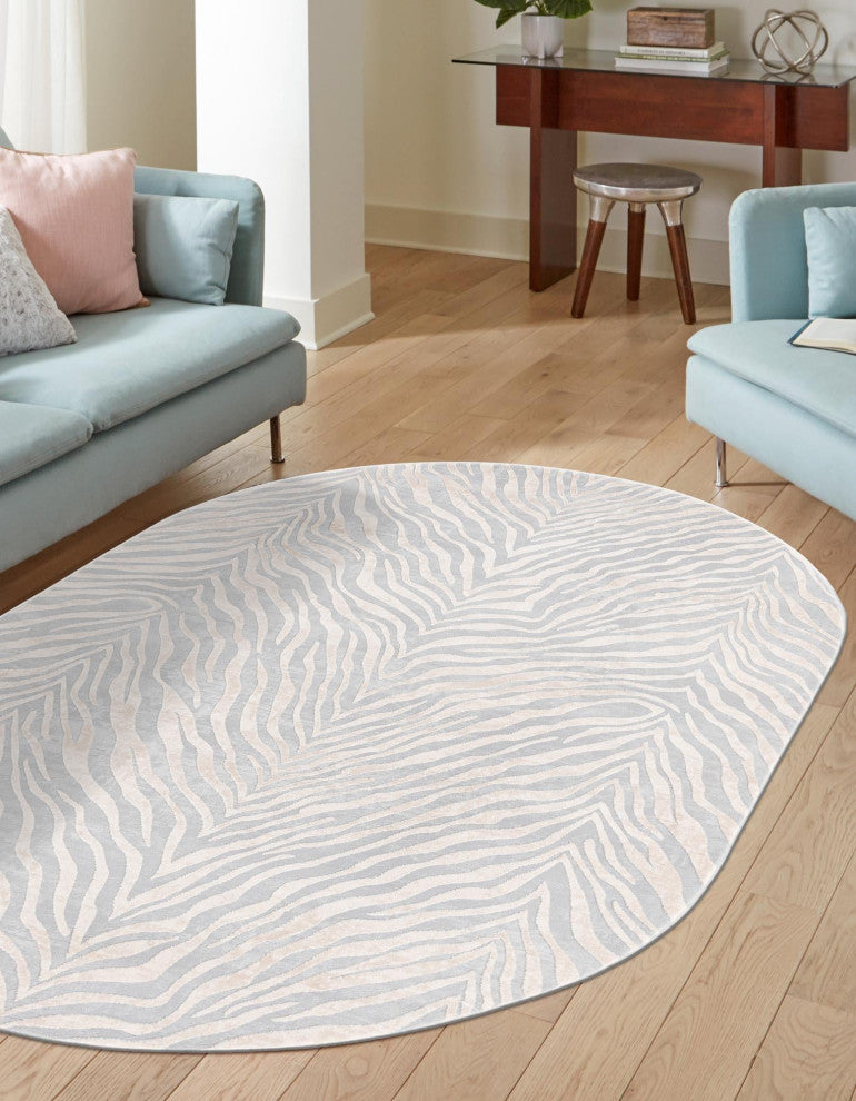 Unique Loom Meghan Finsbury Rug, Gray and Ivory, 7'10"x10' Oval