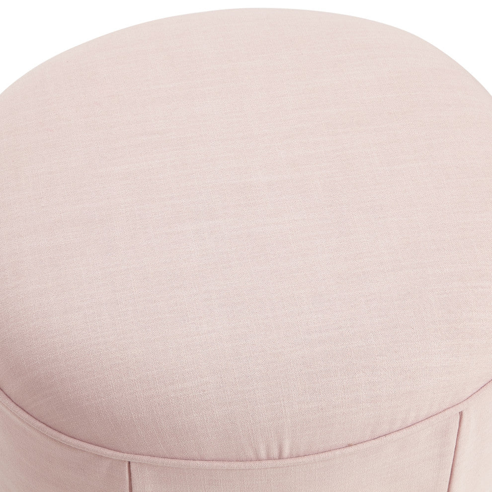 Rustic Manor Blanca Ottoman, Upholstered, Linen, Light Pink