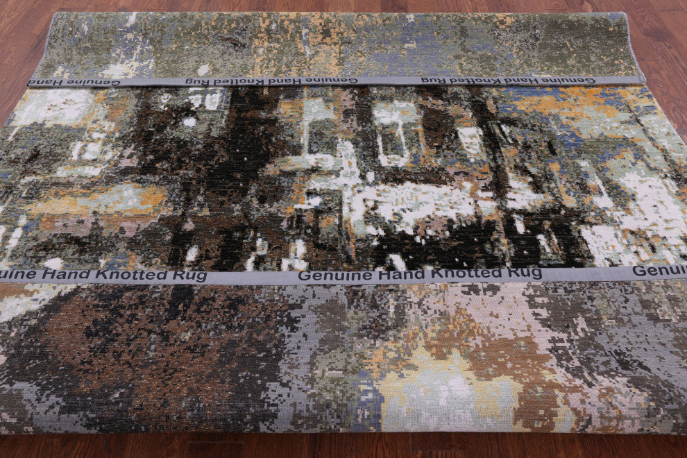 8' 0" X 9' 11" The Lake House Design Handmade Wool and Silk Modern Rug Q6849