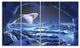 Electric Blue Alien World, Landscape Canvas Art Print, 48"x28", 4 Panels