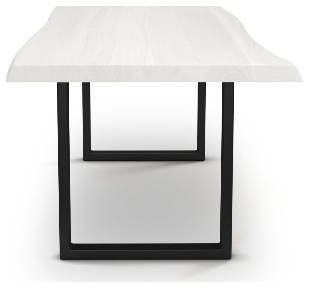 Brooks Dining Table, White Wash, Black, 40"x79", U-Base