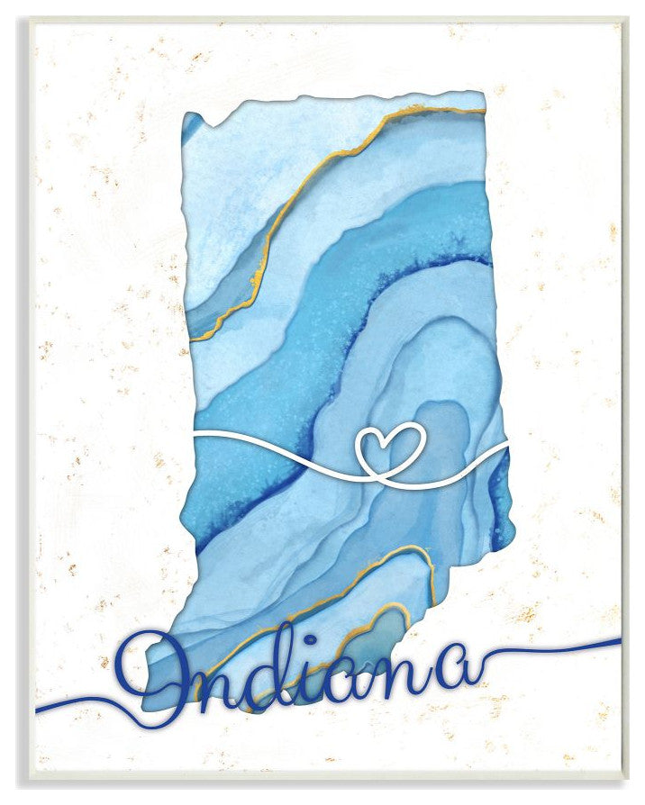 Stupell Industries Indiana Agate Blue US State Design, 10 x 15