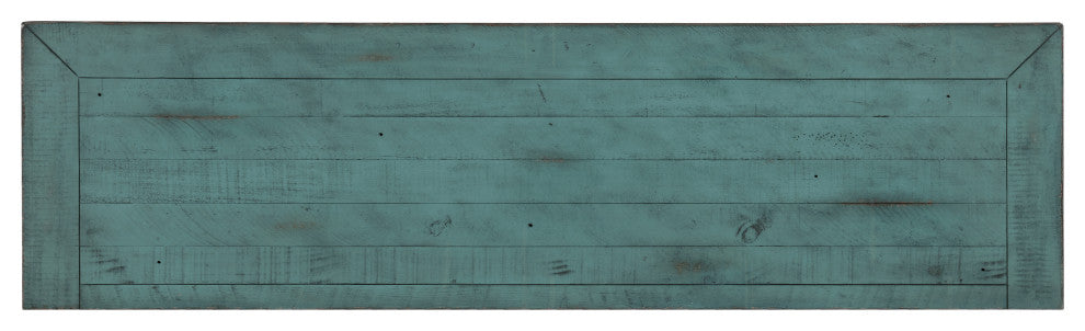 Garden District Solid Wood TV Stand, Rustic Turquoise