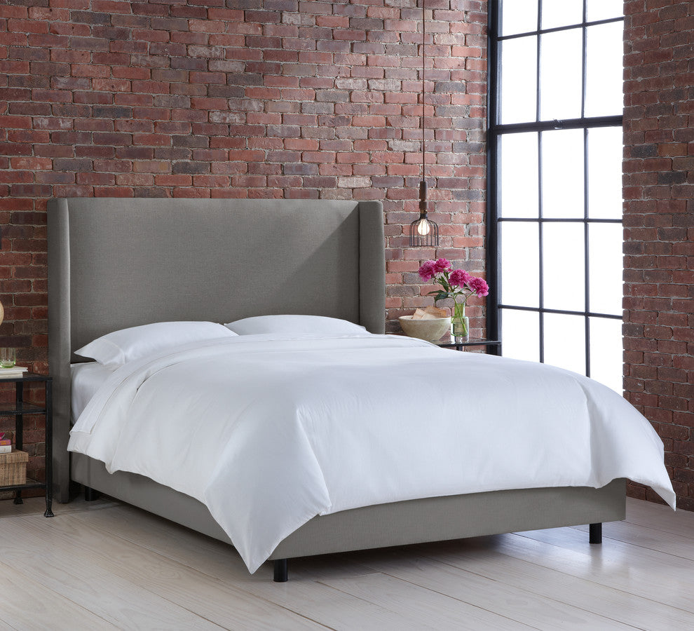 Maxwell Wingback Bed, Linen Gray, Full