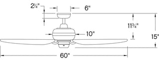 Hinkley Bimini 60" Indoor/Outdoor Ceiling Fan, Brushed Nickel