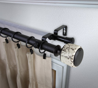 Kaylee 1" Diameter Double Curtain Rod, Black, 160-240"