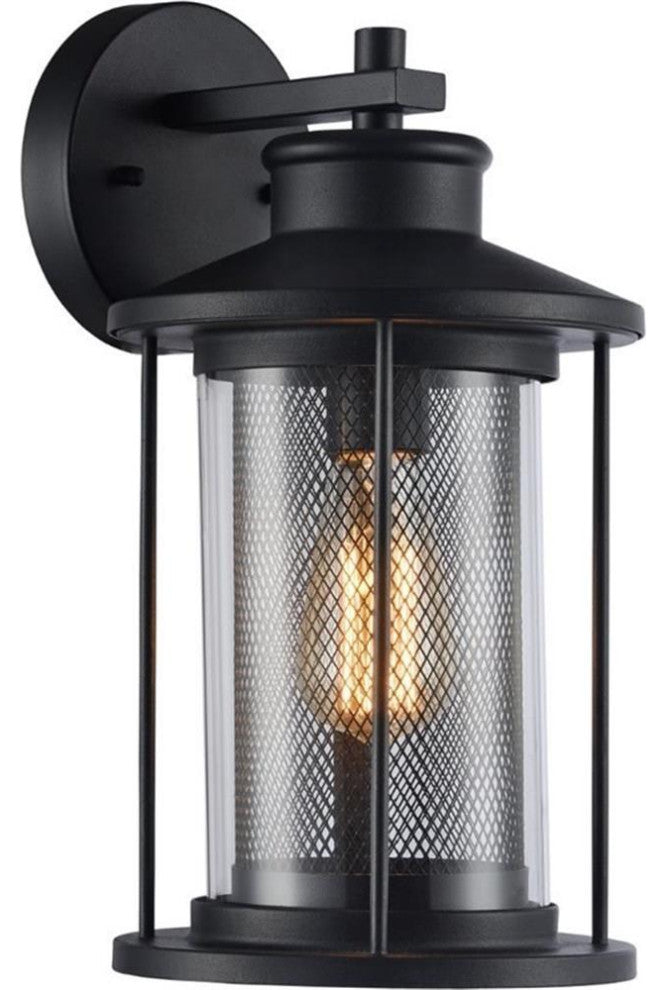 CHLOE Crinchton Transitional 1 Light Textured Black Outdoor Wall Sconce 14" Tall
