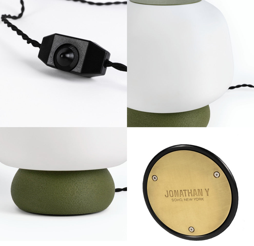 Mushroom 10" Plant-Based PLA Dimmable LED Table Lamp, White/Green