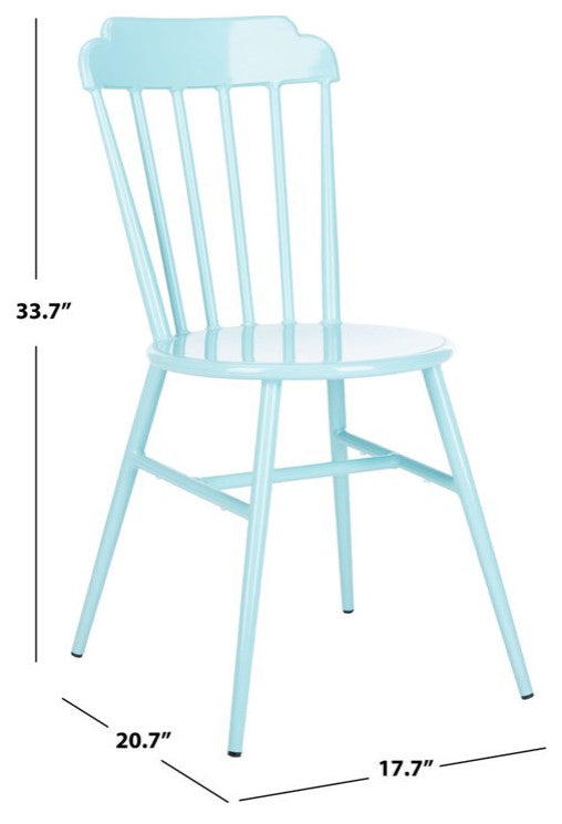 2 Pack Indoor Outdoor Dining Side Chair, Armless Seat & Slat Back, Baby Blue