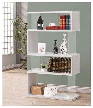 Benzara BM156242 Fantastic glossy white wooden bookcase