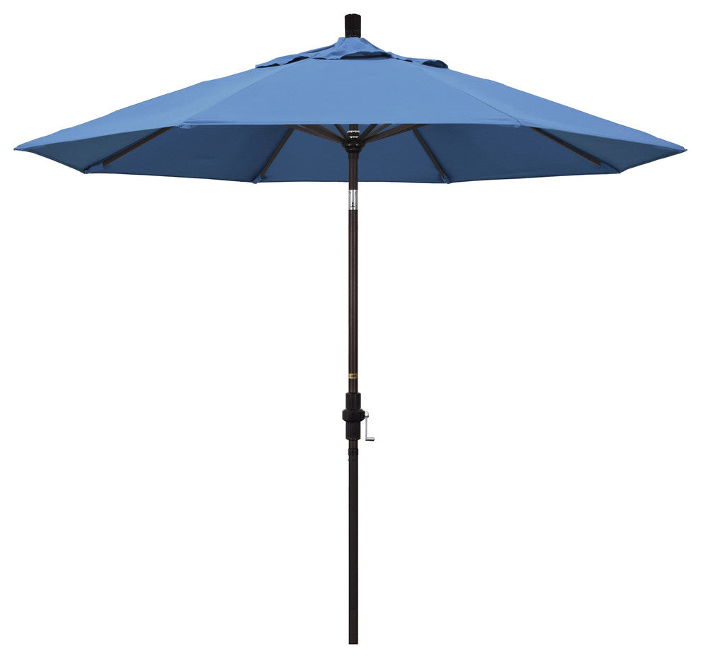 9'' Bronze Collar Tilt Crank Aluminum Umbrella, Frost Blue Olefin