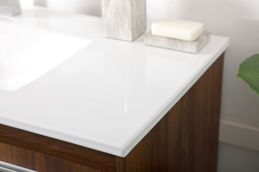 40" Single Bathroom Floating Vanity, Walnut Brown