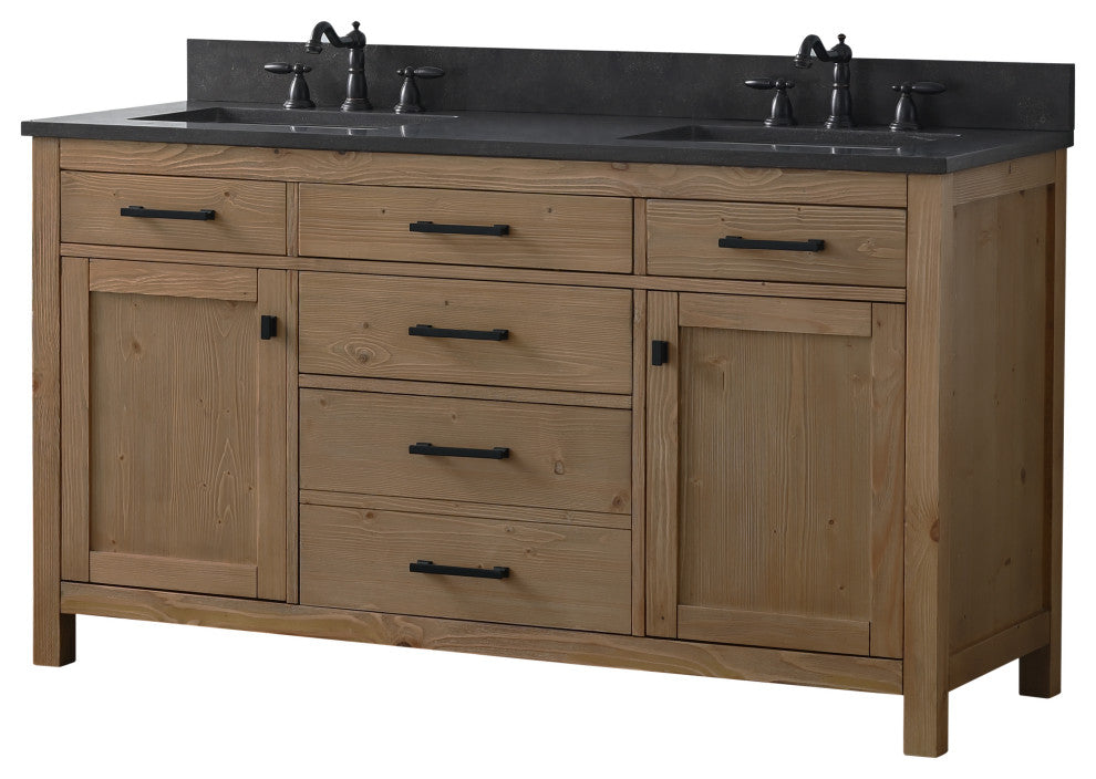 Jasper 60" Bathroom Vanity, Textured Natural, Blue Limestone