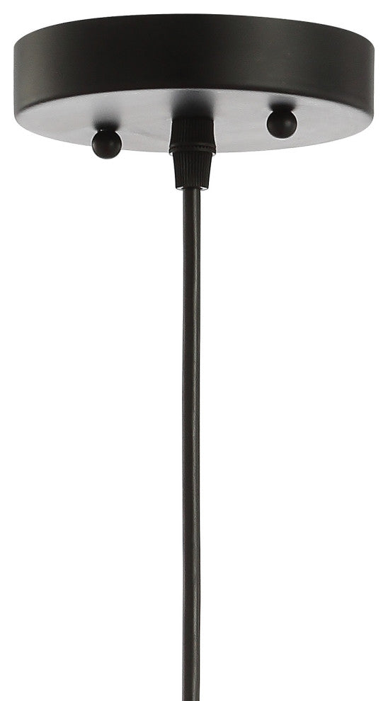 Deere 12" Adjustable Iron Cage Light LED Kitchen Pendant, Black by JONATHAN  Y