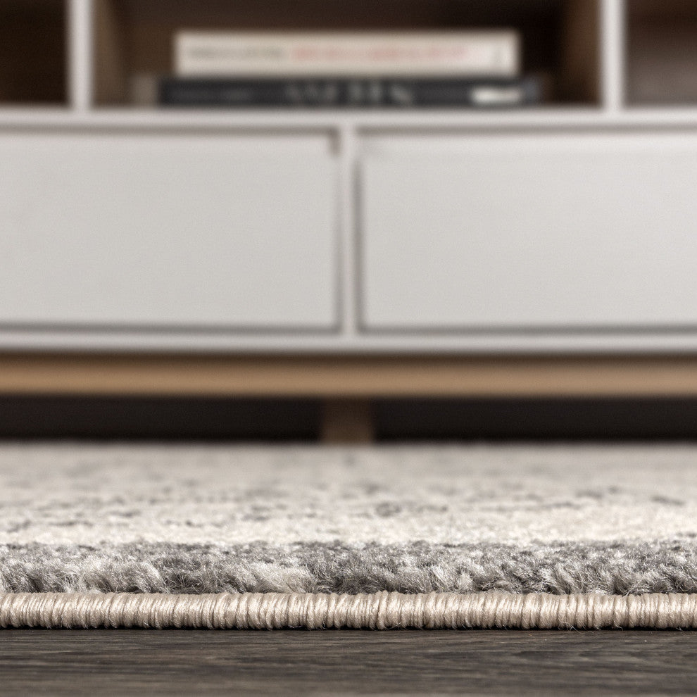 Amir Moroccan Beni Souk Rug, Cream/Gray, 2 X 8