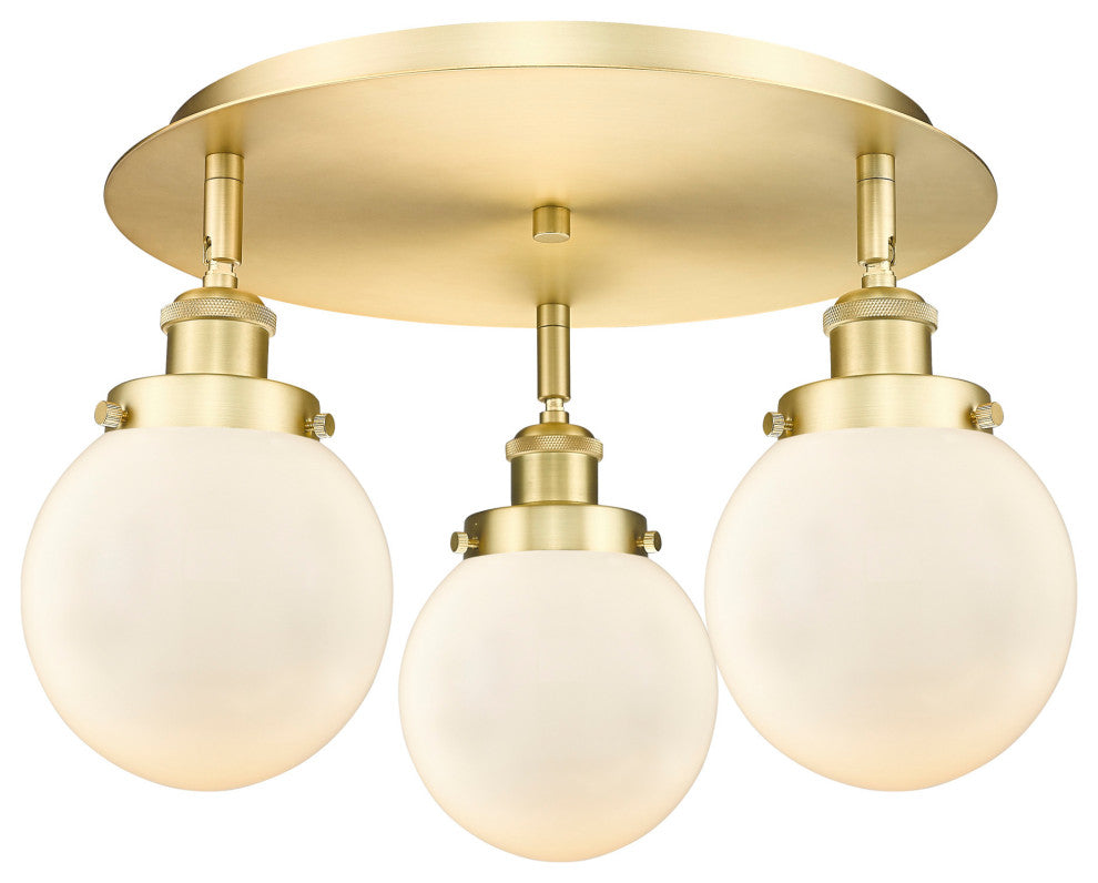 Innovations Lighting 916-3C-10-18 Beacon Flush Beacon 3 Light - Brushed Brass /