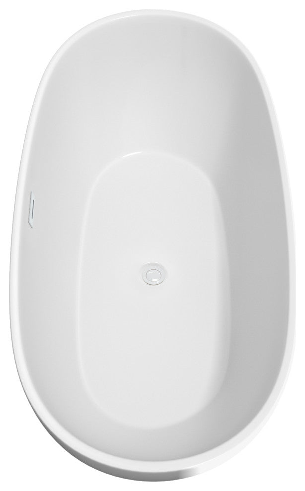 Juno Freestanding Bathtub, Shiny White Trim, 67", Faucet in Matte Black