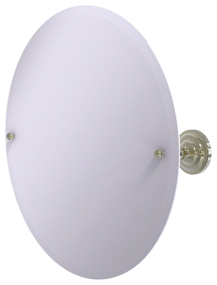 Frameless Round Beveled Edge Tilt Mirror, Polished Nickel