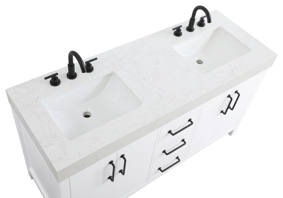 Home Living 60" Double Bathroom Vanity, White