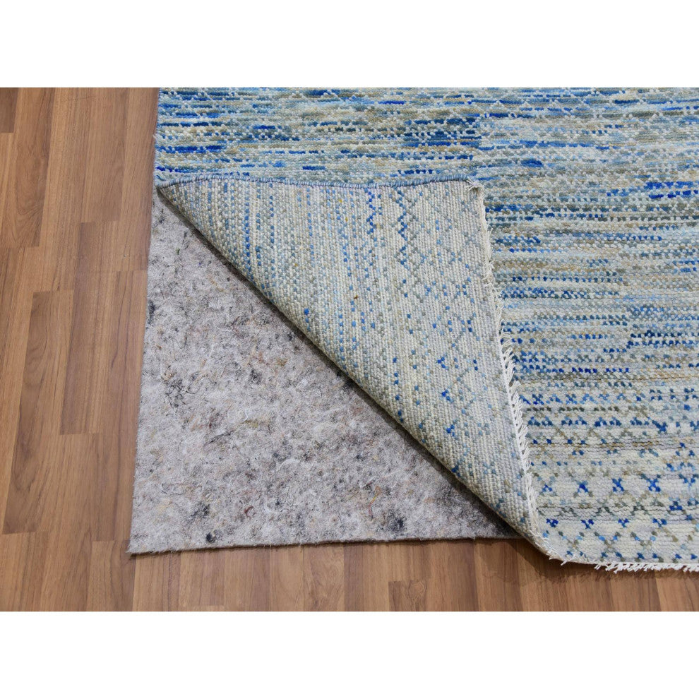 Cadet Gray Dyed 100% Wool Hand Knotted Chiaroscuro Collection Rug, 10'x14'1"