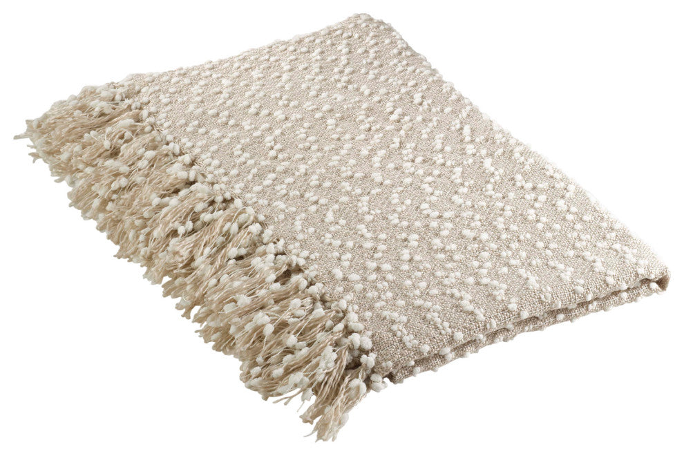 Petite Pompon Design Throw, Vanilla