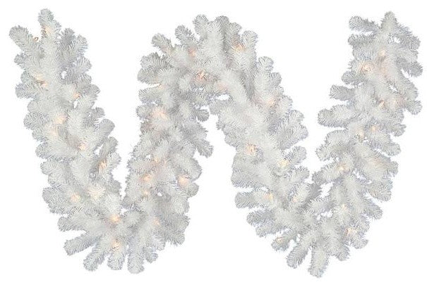 9'' White Sequoia Garland Pre-Lit With Pure White LEDs