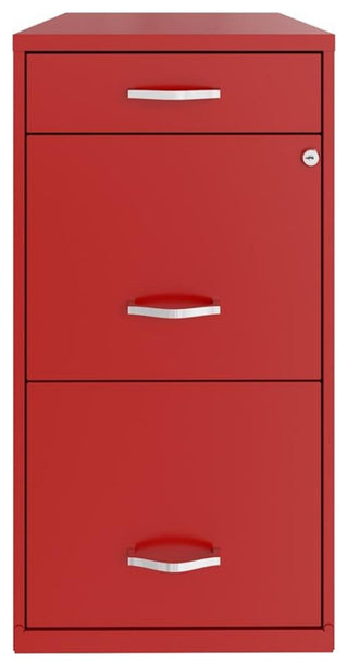 Pemberly Row 18" 3-Drawer Modern Metal Organizer File Cabinet in Red