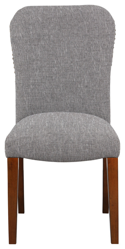Salina Dining Chair in Performance Fabric with Nail Heads - set of 1, Ashen Grey